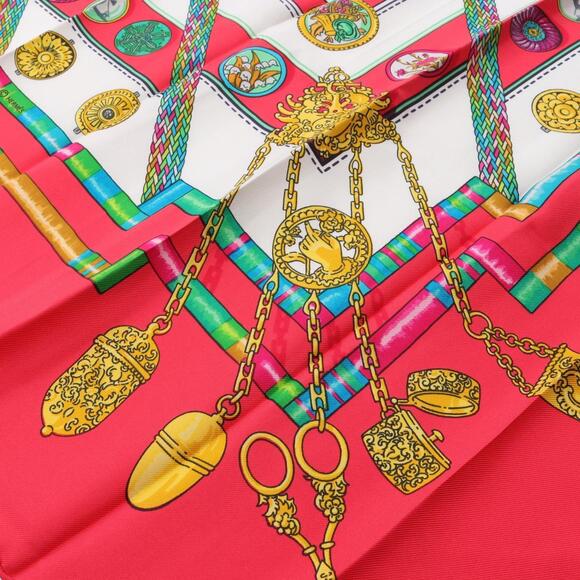 HERMES Authentic Red Silk Scarf - Picture 4 of 4